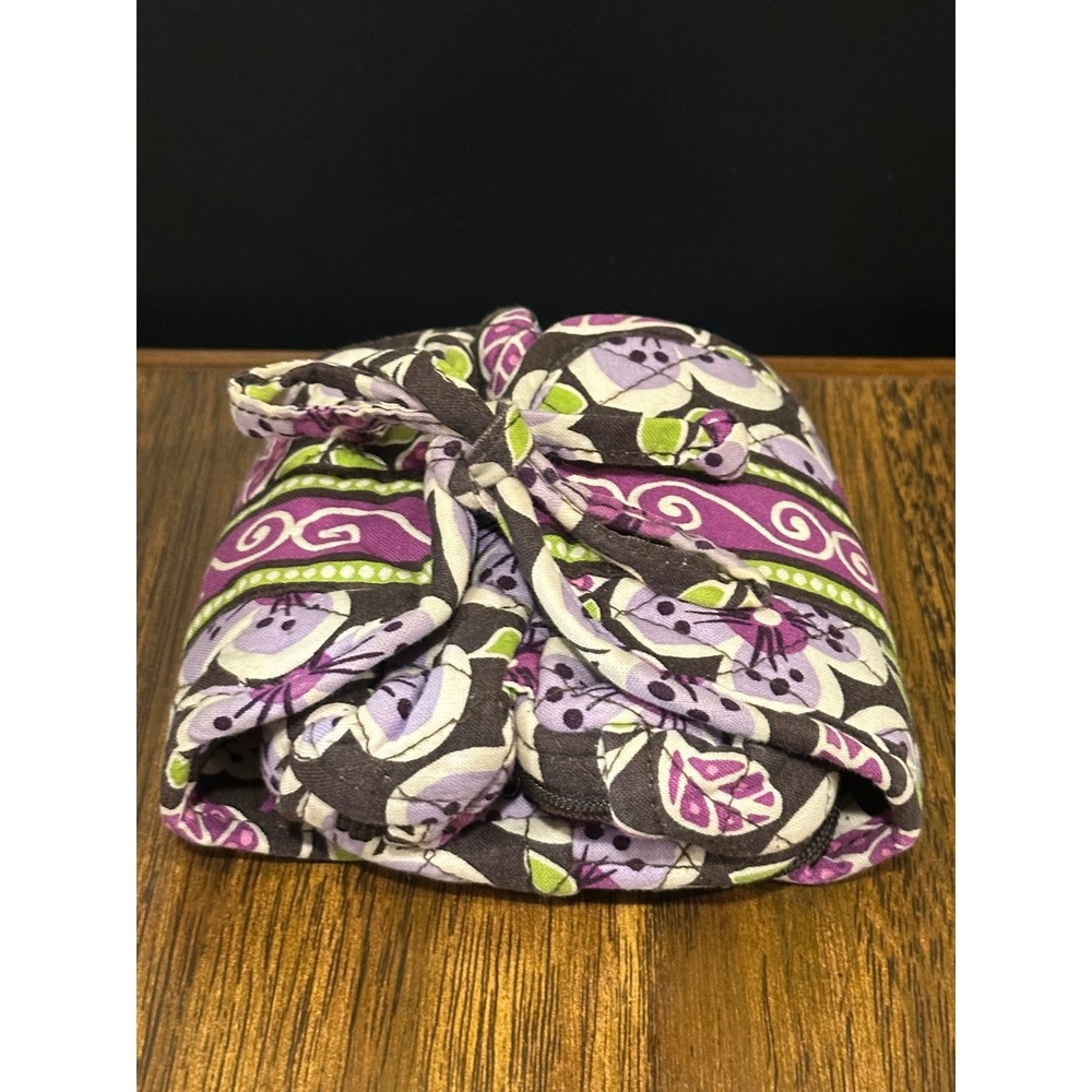 Vera Bradley Quilted Floral Jewelry Organizer Travel Bag Purple Green White